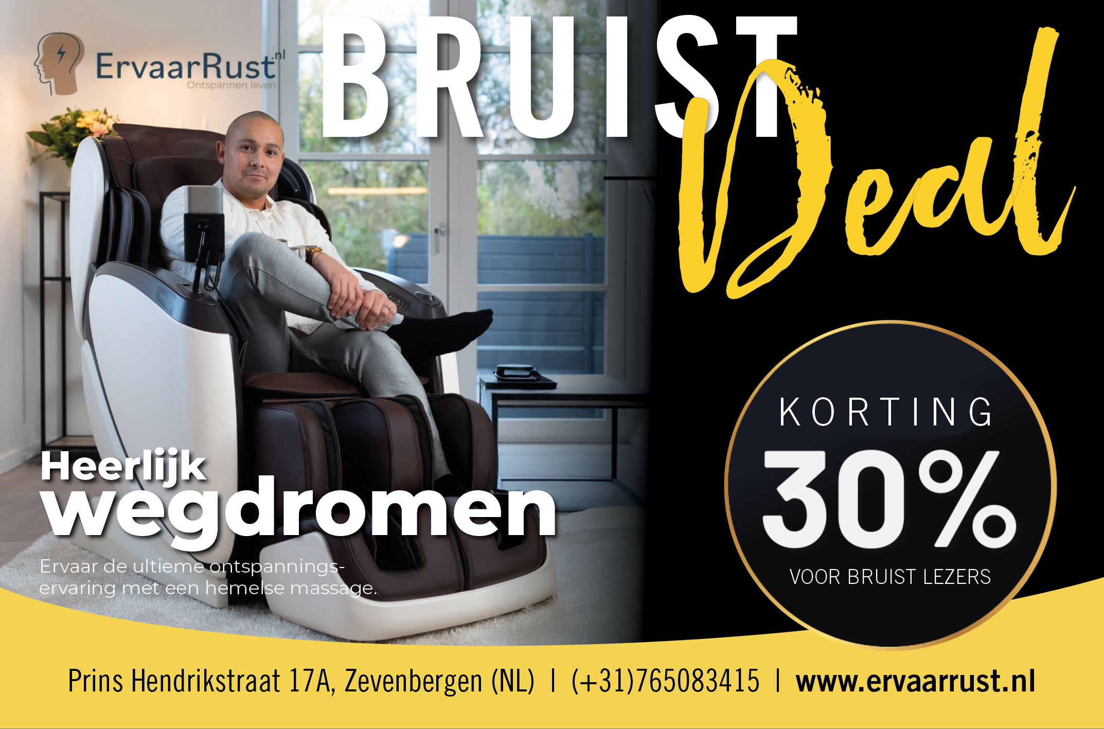 30% korting voor de Bruist lezers op Luxe 4D Master massagestoel!